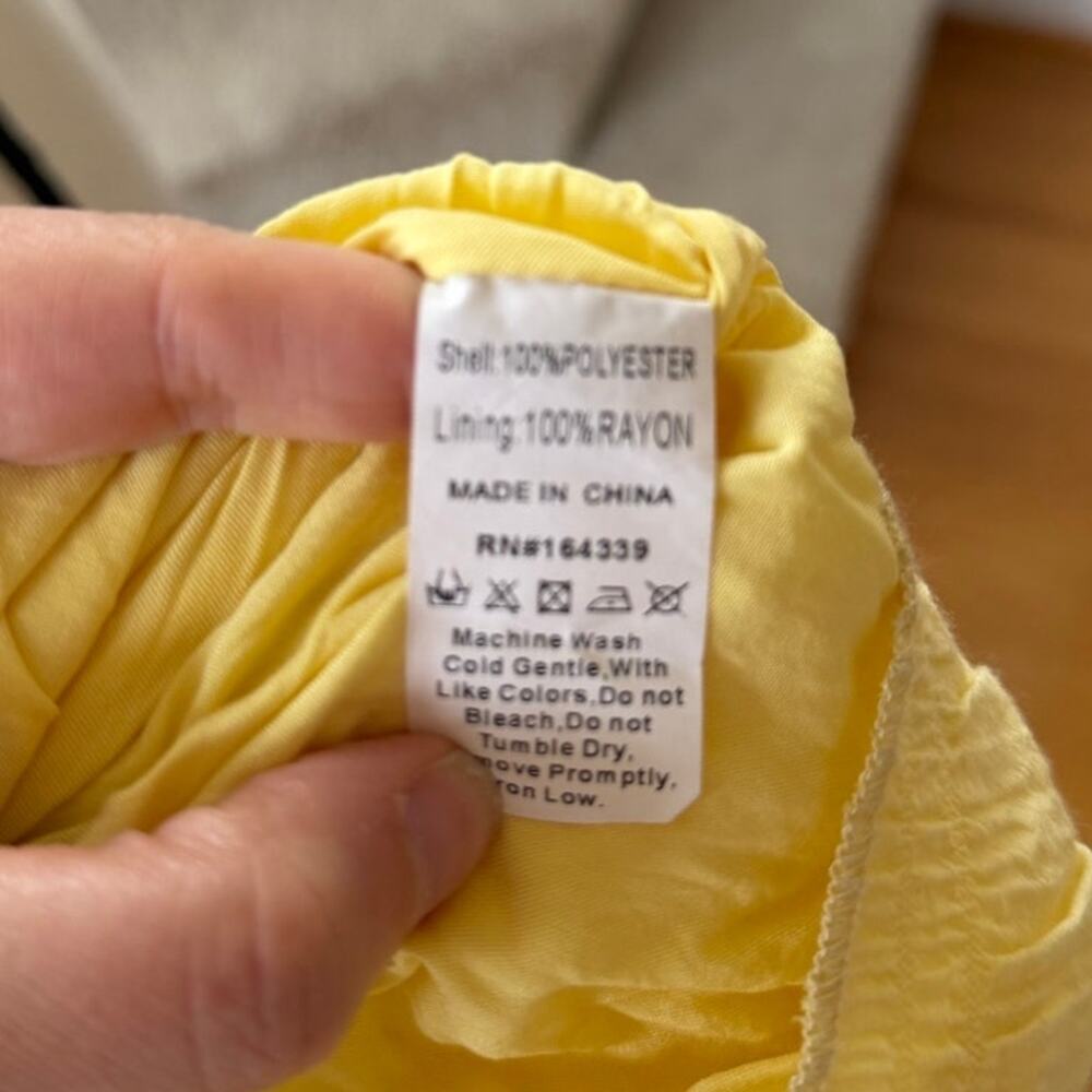 Petal + Pup Butter Yellow Puff Sleeve Midi Length Milk Maid Cut Out Back Dress - Picture 4 of 7
